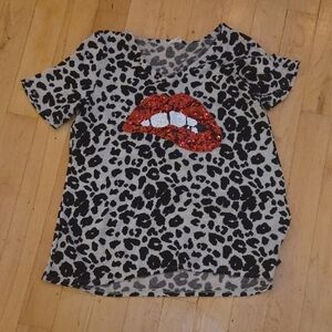 BiBi Black and White Leopard Print Top